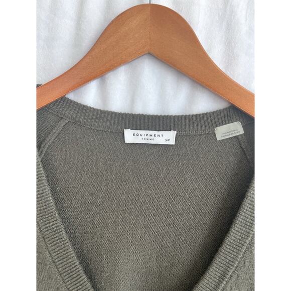 Equipment Asher Oversized Cashmere Sweater Small Green V Neck Revolve Women EUC - Picture 4 of 6